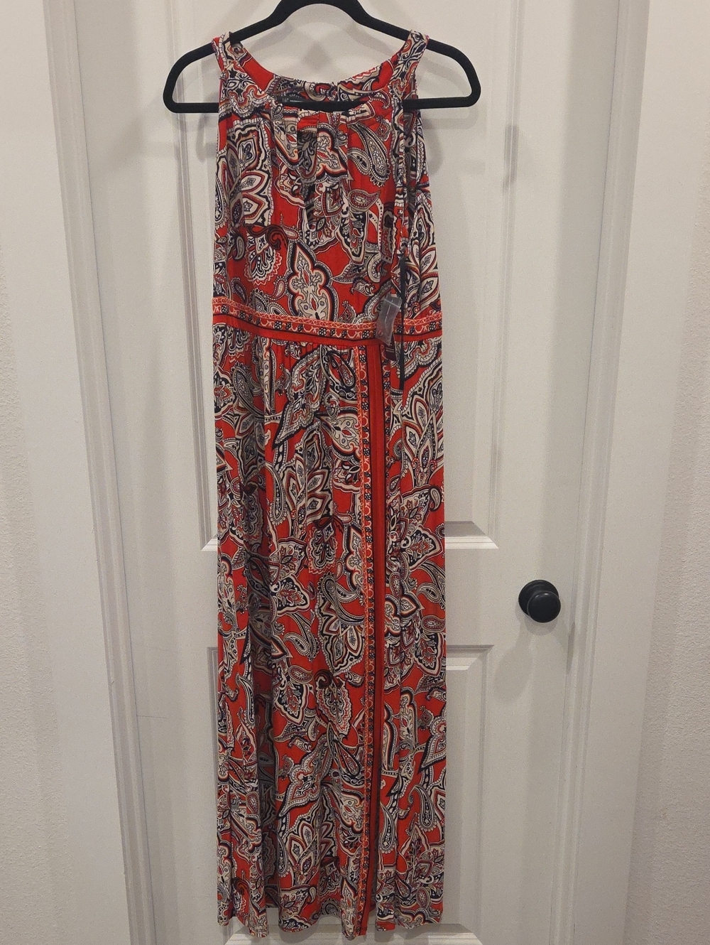 INC International Concepts Red Paisley Halter Maxi Dress